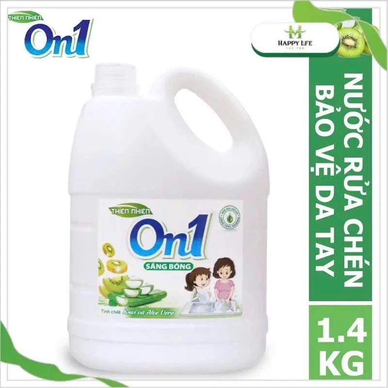 Nước rửa chén, nước rửa bát On1 thiên nhiên tinh chất Kiwi& Aloe vera sáng bóng bảo vệ da tay