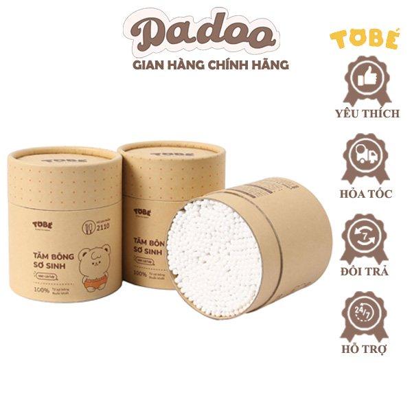 Tăm Bông Sơ Sinh TOBÉ An Toán Thân Thiện Tăm Bông ORGANIC Thiết Kế 2 Đầu Tiện Lợi Sợi Bông Tự Nhiên 400 Que Cho Bé 2
