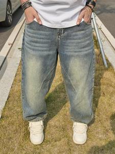 Men's   Straight Leg Denim Pants, Casual Comfy Jeans for Daily Wear, Woven Bottoms for All Seasons