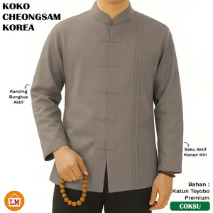 TERBARU 2026 MA KOKO CHEONGSAM KOREA - Baju Koko Pria Muslim Lengan Panjang Bahan Kain Katun Toyobo Premium / 38469 Bahan Lembut Adem, Kancing dan Saku Aktif Koko Dewasa