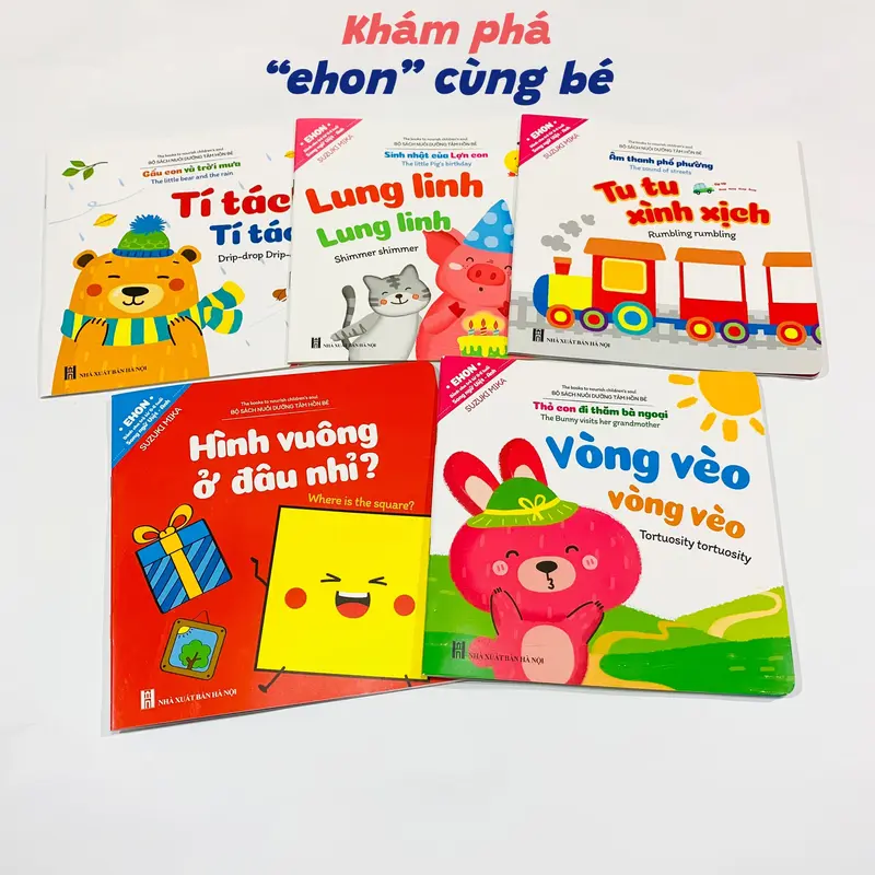 Bộ 5 cuốn Ehon Âm Thanh song ngữ Cho Bé 0-6 Tuổi 0
