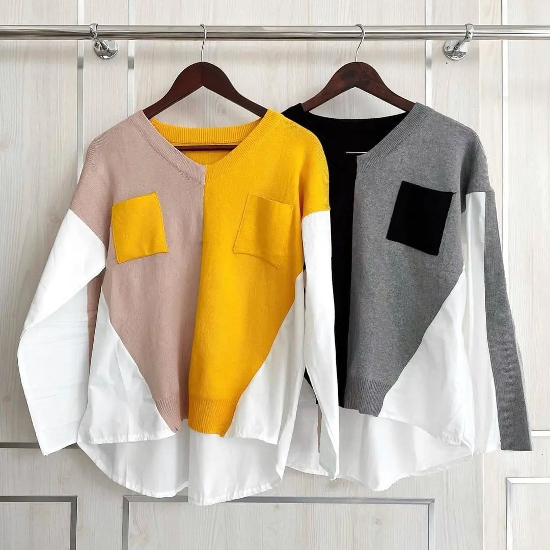 Florenza Top Kain Knit Mix Cotton Blouse Wanita Korean Style Baju Atasan Wanita 2022 Baju Wanita Model Terbaru Blouse ootd Atasan