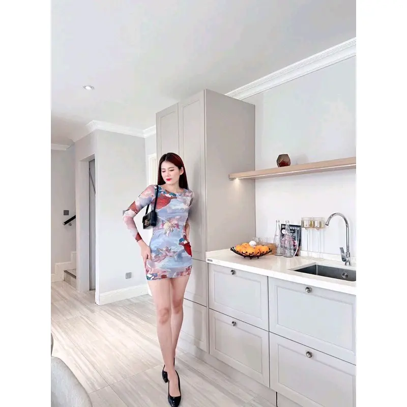 DRESS TILLE ABSTRAK LENGAN PANJANG//DRESS MINI ANGEL