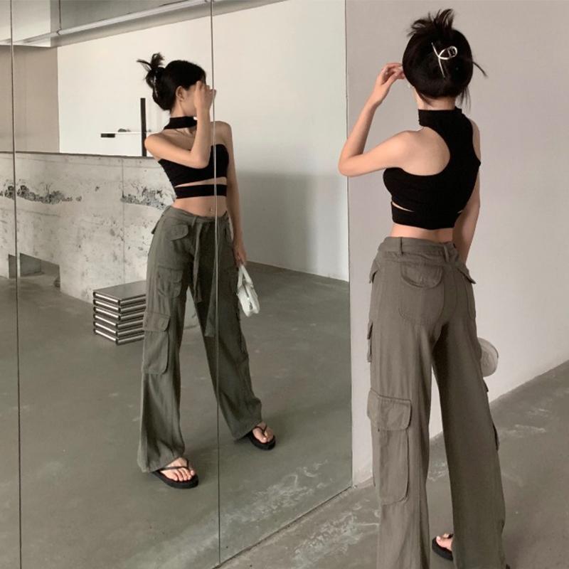 Women Halter Sleeveless Tops Slim Fit Summer Casual Solid Color Backless Crop Tube Tops Streetwear 2