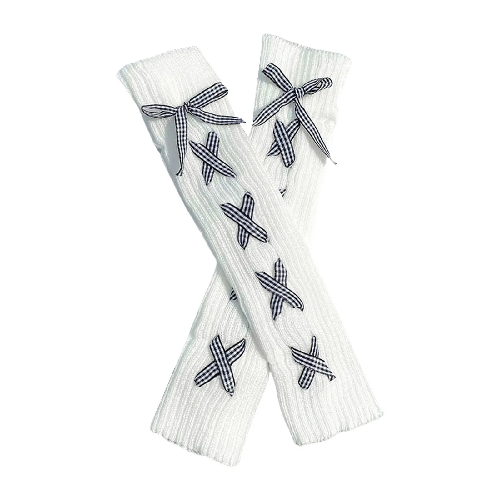 Women Leg Warmer, Bowknot Elastic Soft Warm Winter Cosplay Footless Long Boot Socks