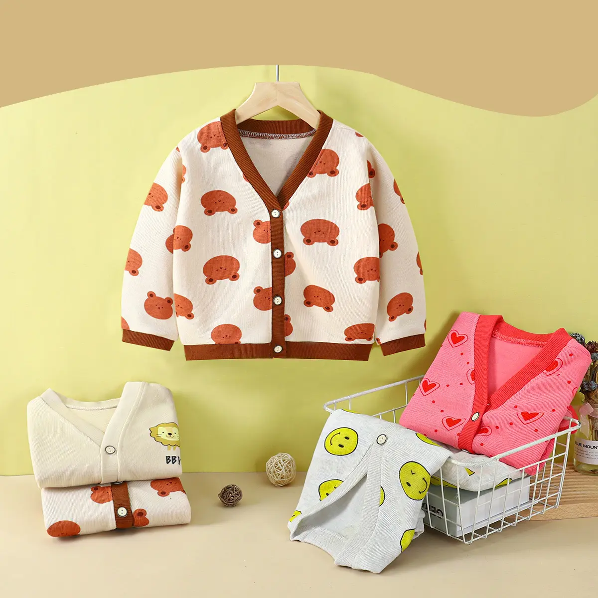 Áo Khoác Cardigan Trẻ Em, Dệt Kim, Áo Khoác Ngoài Nhỏ Cho Em Bé, Cho Bé Trai Và Bé Gái, Cổ Chữ V, Mỏng Và Dễ Phối Đồ, Thời Trang, Đơn