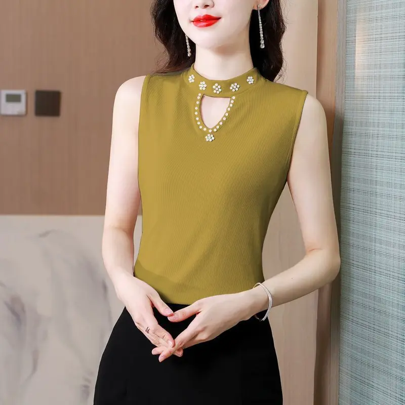 Áo Hai Dây Không Tay Thường Ngày Thời Trang1 Cho Nữ Áo Hai Dây Màu Trơn Hàn Quốc Áo Cánh Đính Cườm Dáng Ôm Trang Phục Nữ 5