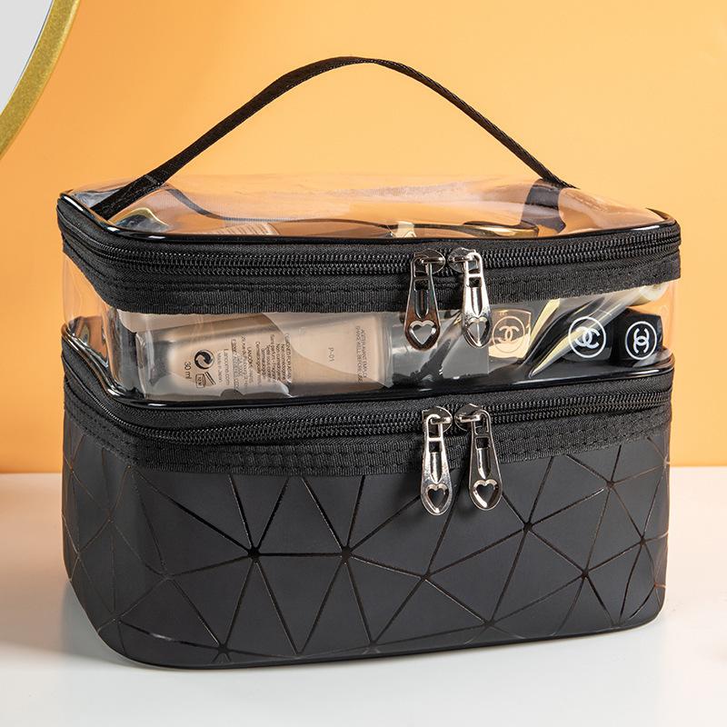 Product Introduction of Double Portable Large Capacity Makeup Bag Korean Version Ringer Travel Multifunctional Toiletry Bag Portable Storage Bag 0