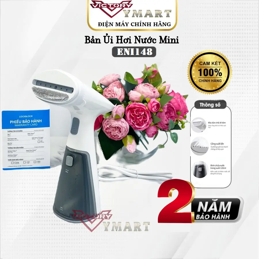 Bàn Là Hơi Nước Cầm Tay Lock&lock ENI148 (ENI148WHT) 1000W | ENI241BLU | ENI222WHT - Hàng Chính Hãng Ủi Quần Áo Bàn Ủi Là Quần Áo Ủi Hơi Nước