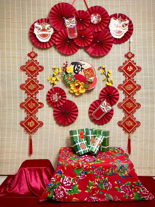 Set Trang Trí Tết Siêu Phẩm 2025 - Bộ phụ kiện Decor trang trí (Không Kèm Mành Tre Nền 1m6x2m, Bàn, Ghế) phukien  tet set  phụ set  trang