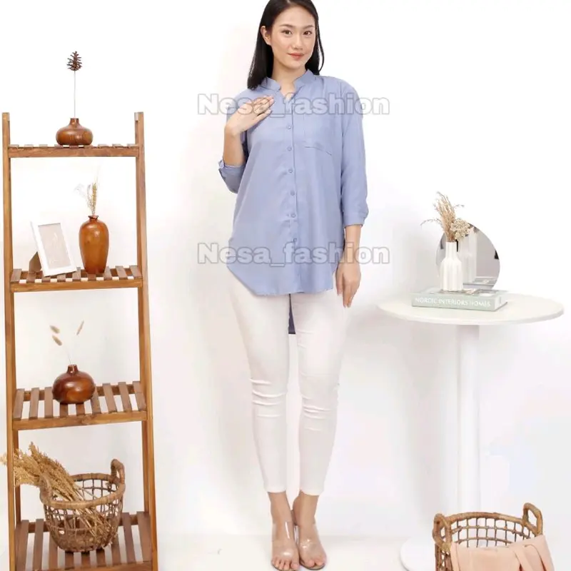Kemeja tunik polos wanita Atasan 4