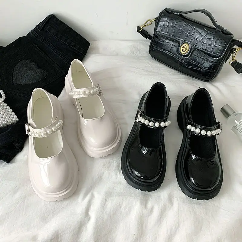 Giày Nữ, Cỡ 35 Đến Cỡ 44, Ngoại Cỡ, Giày Da Phong Cách Anh Pháp, Đế Mềm, Giày Mary Jane Nâng Đáy, Có Cỡ 41 Và 42
