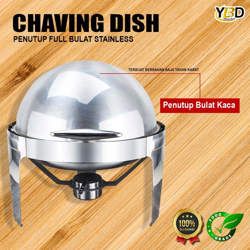 Product Introduction of YBD - Prasmanan Roll Top Stainless Steel 6.8 Liter Tutup Stainless & Tutup kaca | Roll top prasmanan bulat Gold & silver | Perlengkapan dapur wadah prasmanan stainless | Tempat makan prasmanan | Roll top wadah makanan peralatan masak Kitchenware 10