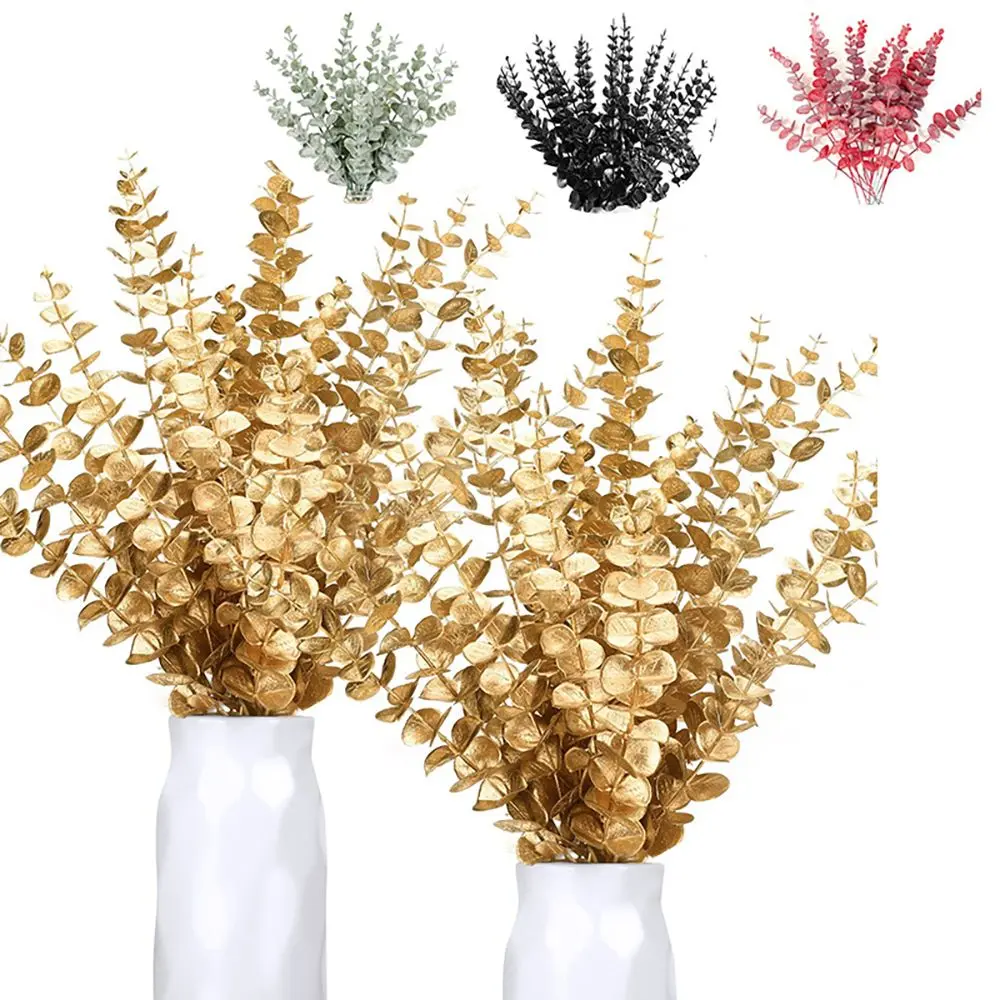 20PCS DIY Home Decor Bridal Bouquets Floral Arrangement Artificial Eucalyptus Plants Branches Lifelike Greenery Leaves