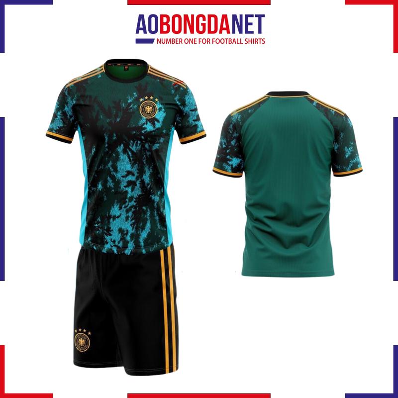 Bộ Quần Áo Đá Bóng, Áo Đá Banh Đội Tuyển Đức Xanh Rêu 2023 Chất Vải Mè Hàn Quốc Không Xù, Không Phai Co Giãn Tốt aoretro