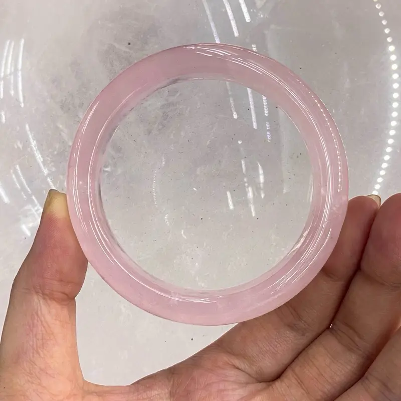 Vòng tay thạch anh Hồng tự nhiên bản liền dày 10mm-12mm, Size 52mm-58mm - Phụ Kiện 5