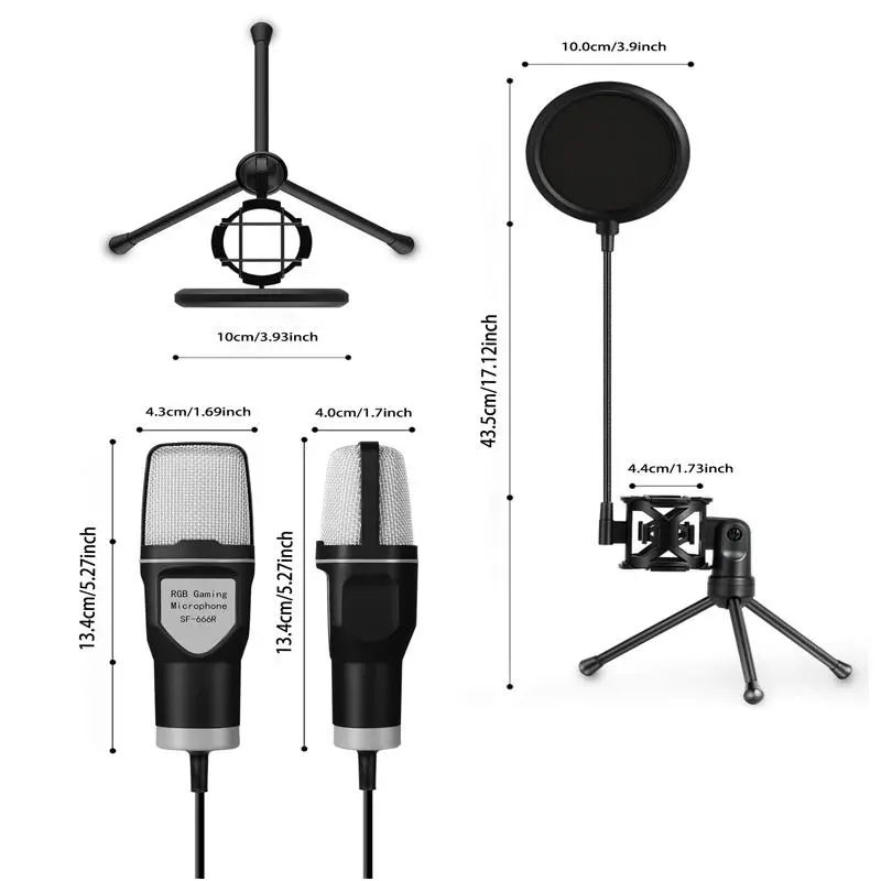 USB Powered Desktop Microphone With Foldable Bracket, RGB Colorful Lighting Effect Live Streaming Microphone, Gaming Microphone 2