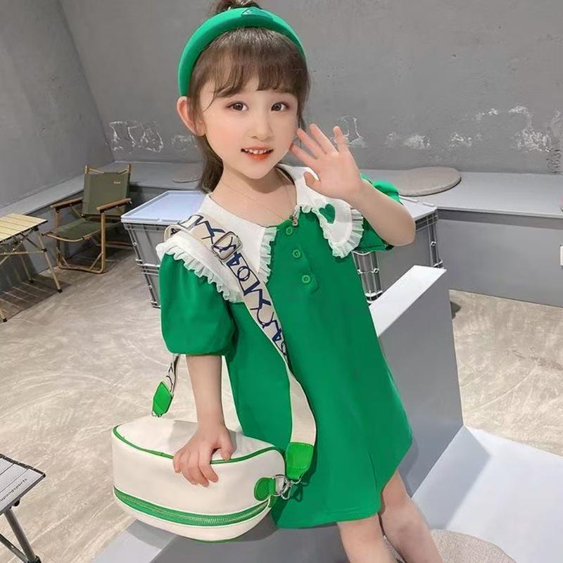 Product Introduction of TinySaya For Girls Child Kids MFB Collar Short Sleeve Dress Floral Dress Cute Princess Dress Polo Collar For 1-8years Old Floral Plain Dress Summer Outfit Indoor Outdoor Wear Korean Style 13
