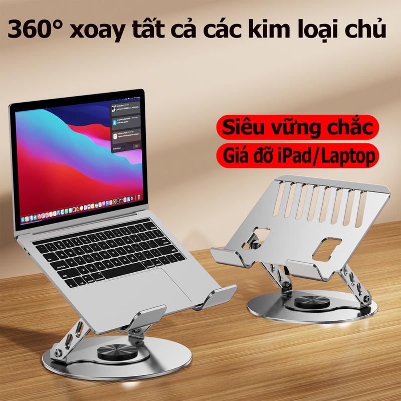 Giá đỡ laptop kim loại, máy tính bảng lười đa năng, hệ thống treo đa chức năng tản nhiệt văn phòng, hỗ trợ khung đế xoay 360 độ