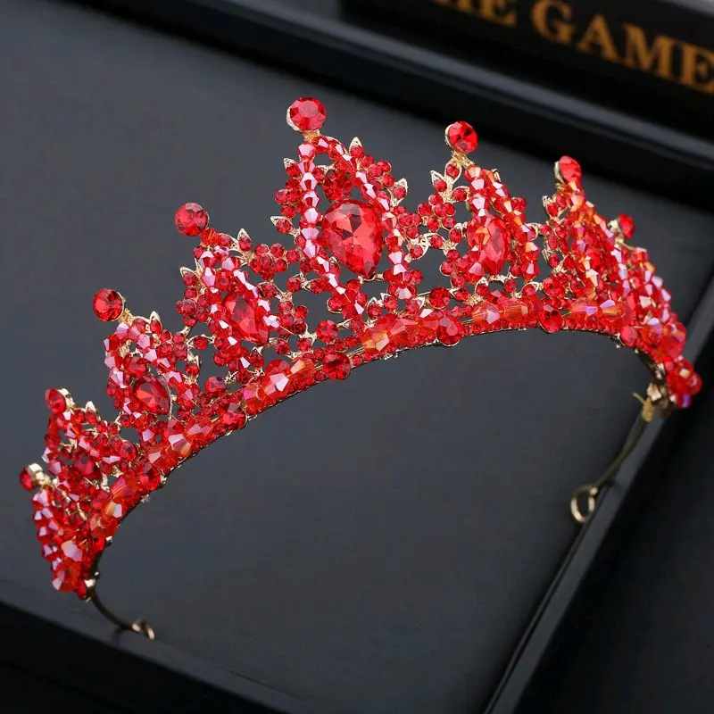 Chava Crown - Mahkota Pengantin Tiara - Wedding Bridal Silver Gold Blue pink red 3