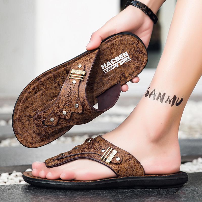 Product Introduction of Men's Fashion Casual Shoes Leather Slippers Flip-flops Non-slip Beach Shoes Summer Sandals Casual Slippers 13