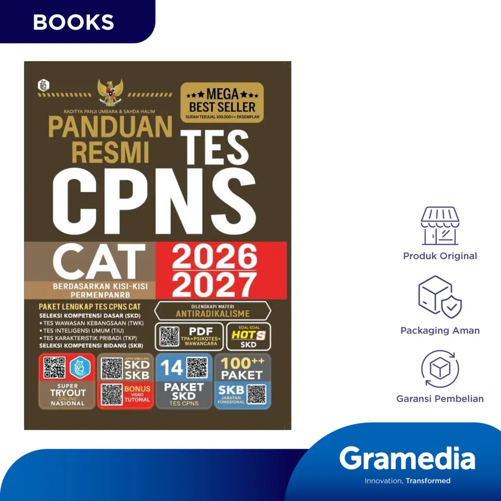 Gramedia Buku Pelajaran Panduan Resmi Tes CPNS CAT 2026/2027 (Raditya Panji Umbara & Sahda Halim)