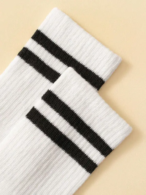 Men's Striped Print Crew Socks, Casual Comfy Breathable Mid Tube Socks for Daily Wear, Men's Socks for All Seasons 3