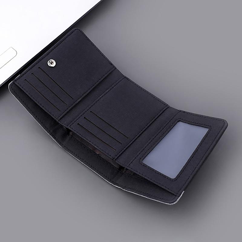 Product Introduction of 1PC Canvas Wallet Men's Multi Functional Short Student Small Money Clip Card Bag Minimalist Contrast Denim Three Fold Wallet 23