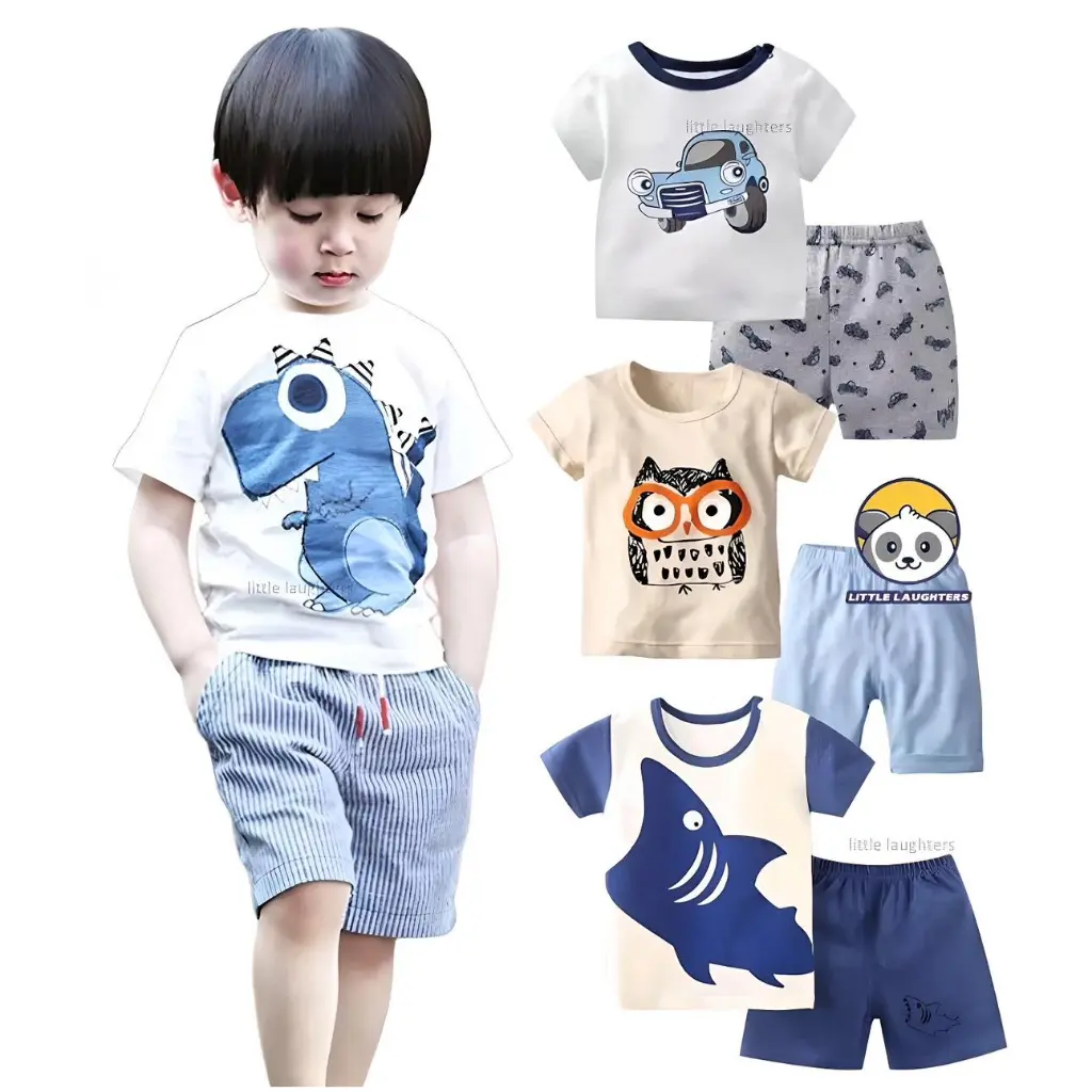 (0-4Y) Boy Clothes Corp Terno for Kids Boys Fashion Sando Shorts Set Summer Tshirt