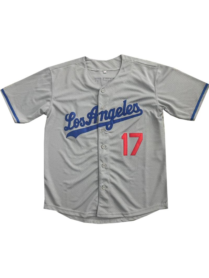 Product Introduction of Men's Letter & Figure Patched V Neck Baseball Jersey, Loose Casual Comfortable Breathable Button Front Short Sleeve Baseball Top for Daily Wear, Men's Sportswear for All Seasons 2