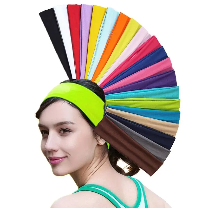 16 Colors Hair Band Solid Color Elastic Headband Yoga Exercise Hair Band Hair Accessories Sweatband Headwear Women Hair Hoop