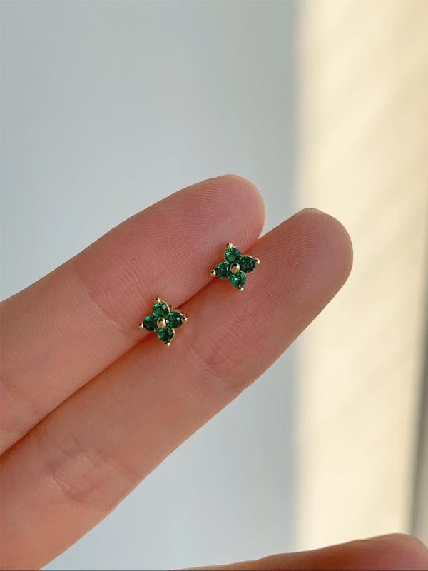 Flower Design Stud Earrings, Rhinestone Decor Stud Earrings for Women for Party, Daily Decor, Trendy All-match & Exquisite Jewelry for Birthday Gift 2