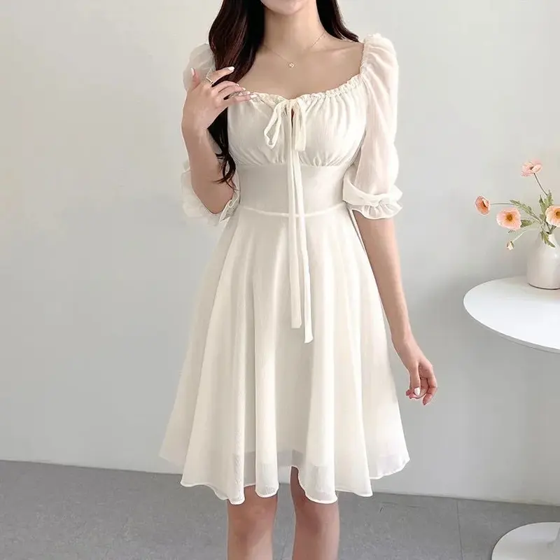 Mini Dress Wanita Sabrina Off Shoulder Lengan 3/4 bahan chiffon sifon ceruty S M L XL Jumbo 8