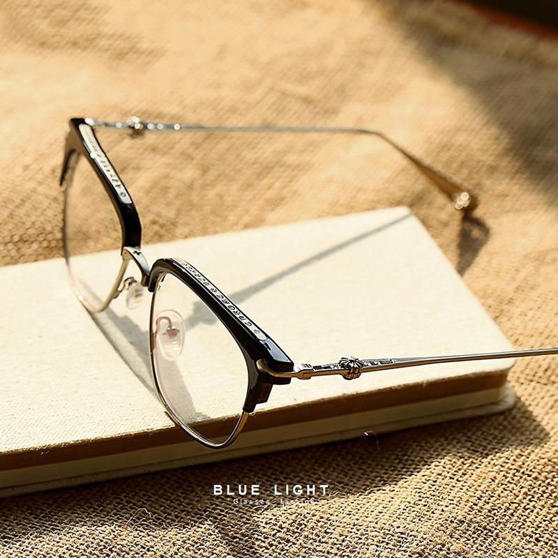 Kính Giả Cận Gọng Kính Cận Nam Nữ Họa Tiết Chrome Heart Cao Cấp - BLUE LIGHT SHOP