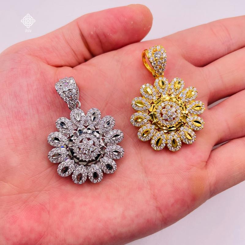 Mặt dây chuyền titan đính đá, Mặt vòng cổ sang trọng dùng để đi tiệc chất liệu titan không phai màu mã 01, trangsucmoiluatuoi.RIN