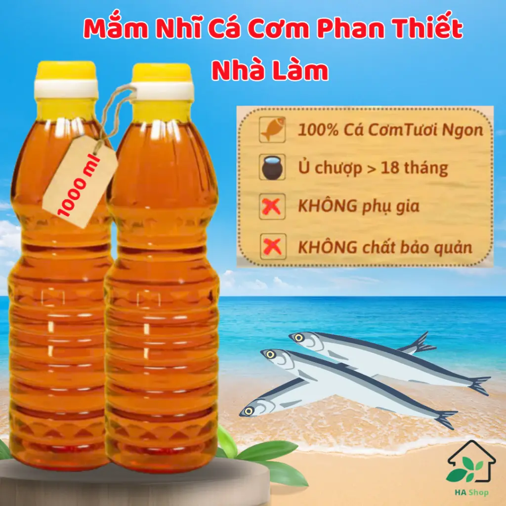 Nước Mắm Nhĩ Phan Thiết Nhà Làm 1000ml - Nước Mắm Ngon Nguyên Chất 40 Độ Đạm, Đậm Đà, Chuẩn Vị