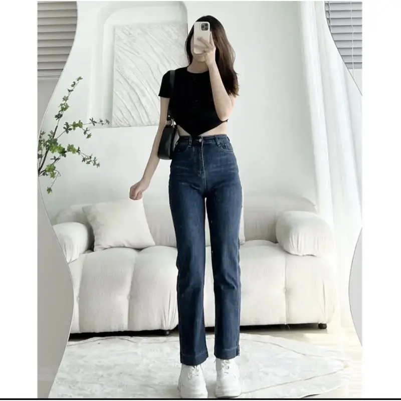 CH01 - Quần jean nữ ống đứng gấu to lưng cao co giãn 4 chiều Women 7
