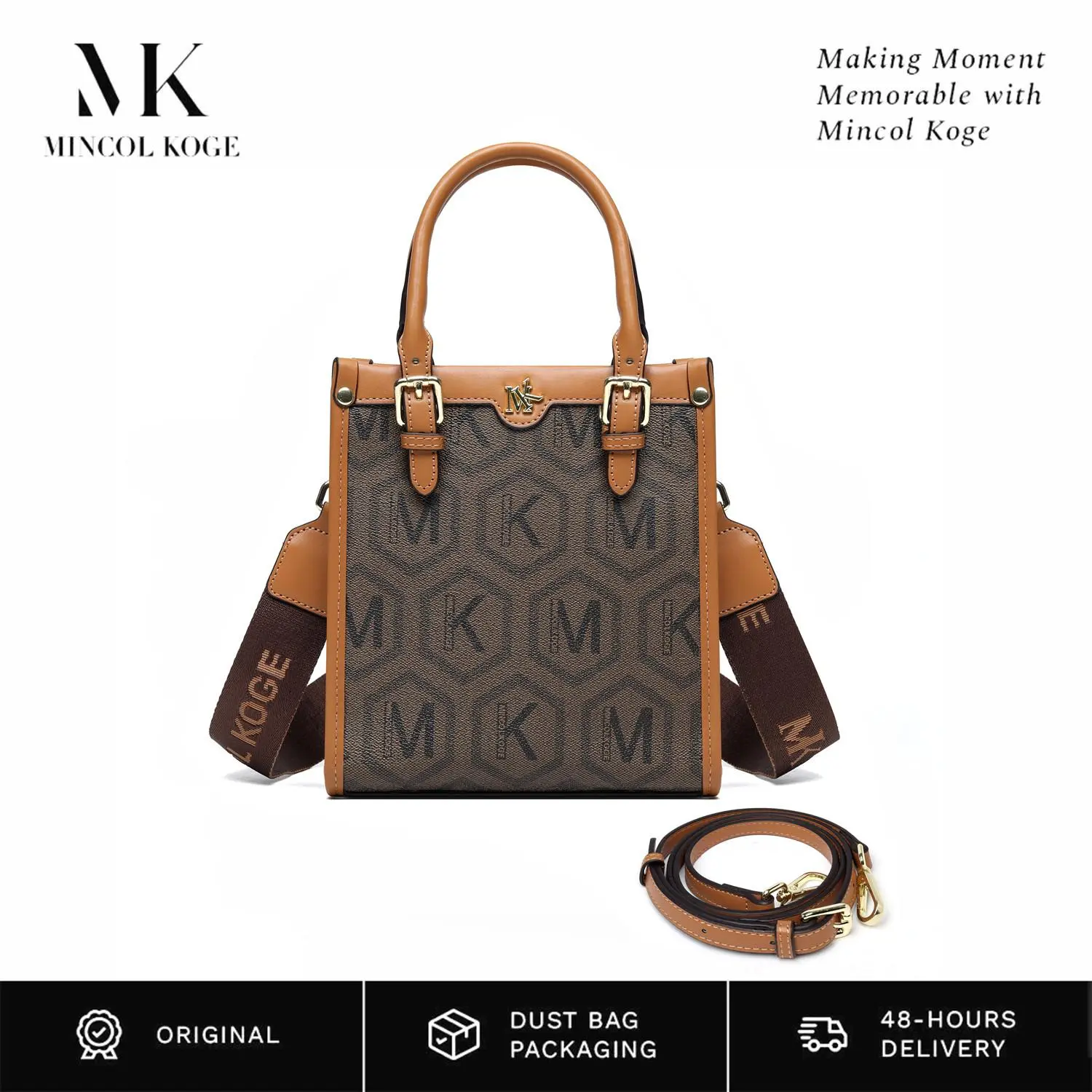 【MINCOL KOGE】(7883 )-Tas Fashion Wanita PU Leather Selempang Sling Bag