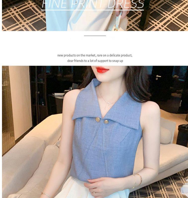 Product Introduction of Áo Sơ Mi Nữ, Trễ Vai Và Không Tay, Cao Cấp, Có Ve Áo, Phong Cách Nữ Thần, Sang Trọng Và Sang Trọng, Thích Hợp Cho Mùa Hè, Áo Phối Kiểu 2024 6