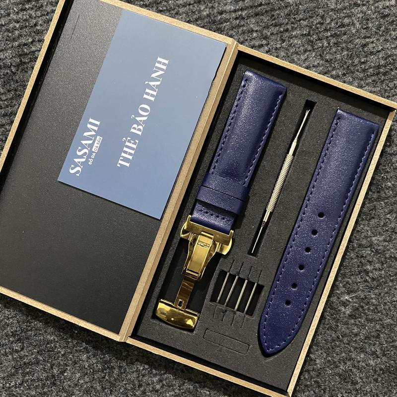 B1. Dây đồng hồ DA BÒ MỀM CAO CẤP , SẢN PHẨM GỒM : 1 DÂY + 1 KHÓA, TẶNG 1 HỘP, 2 CHỐT THÔNG MINH,2 CHỐT THƯỜNG và 1 CÂY THAY DÂY