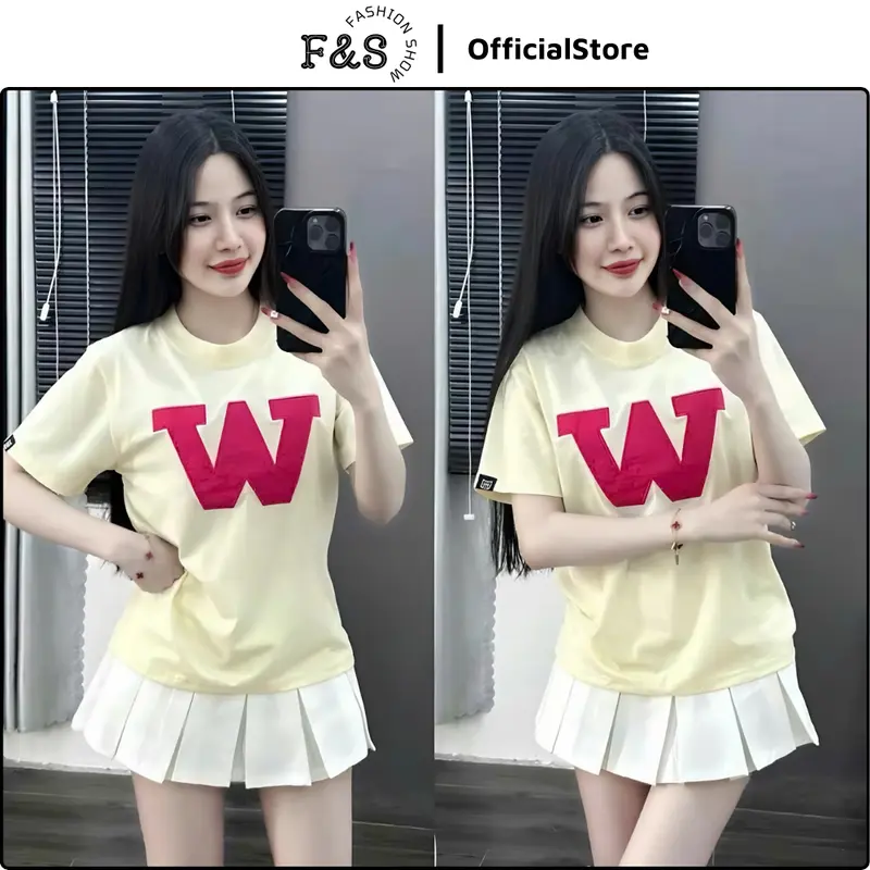Áo thun unisex from rộng CHỮ W - Áo phông F&S nam nữ tay lỡ dành cho các cặp đôi Top Cotton Women Top Cotton Cổ Tròn 5