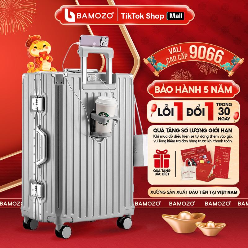CAO CẤP - COMBO SIZE 20 + 28 Vali Bamozo Khung Nhôm 9066 Cao Cấp Nhựa PC Nguyên Khối Size 20 + 28 Khóa Sập Bảo Mật An Toàn