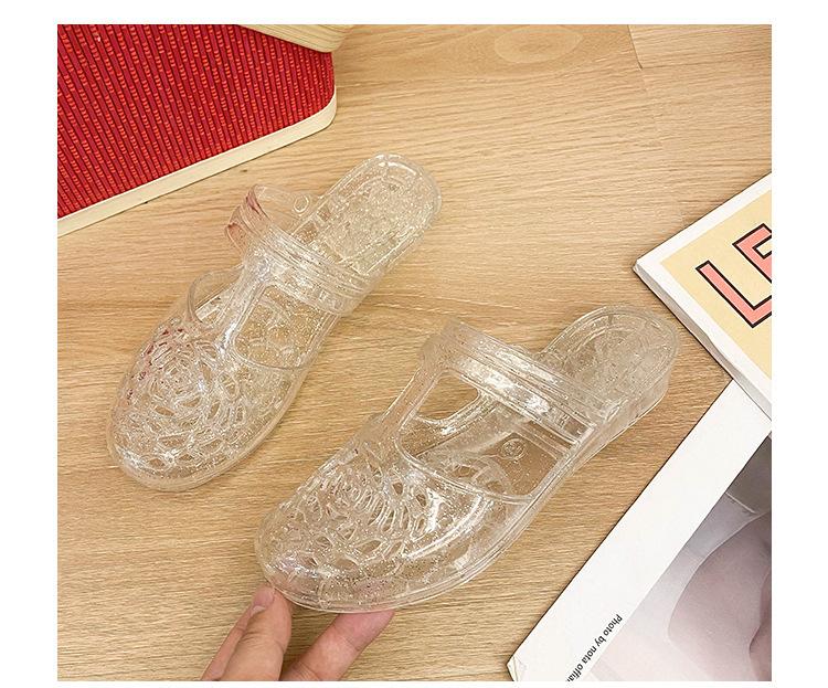 Product Introduction of Dép Lê Thời Trang, Xuyên Biên Giới, Dành Cho Nữ, Mặc Ngoài Trời Mùa Hè, Mũi Tròn, Khoét Lỗ Phẳng, Màu Trơn Chất Liệu PVC Trong Suốt, Phong Cách Thường Ngày Dép Lười Nữ 29