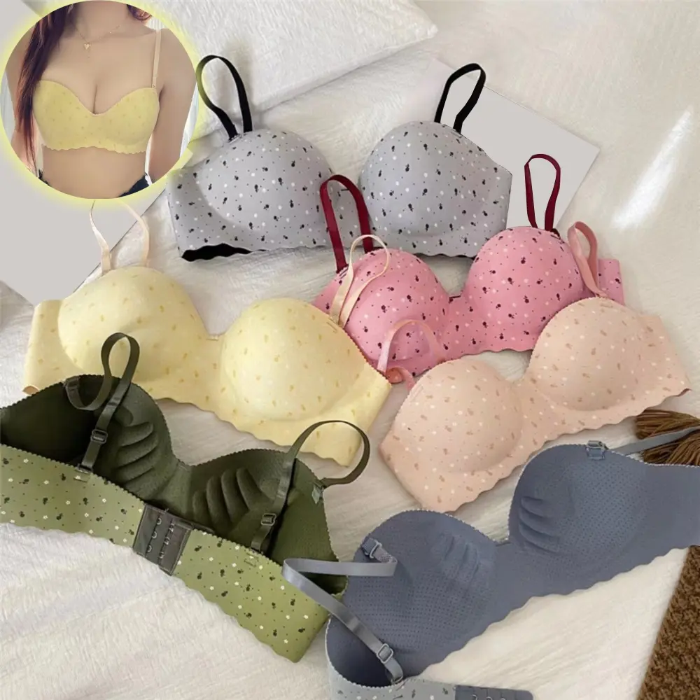 Seamless Lady Bra Gather Soft Support Underwear One-piece Sweet Girl Student Undercloth No Steel Ring Comfortable Lingerie For Women