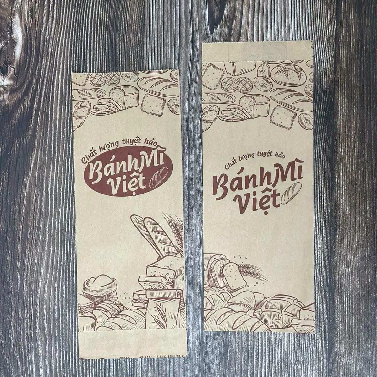 100 cái túi đựng bánh mì việt giấy nâu