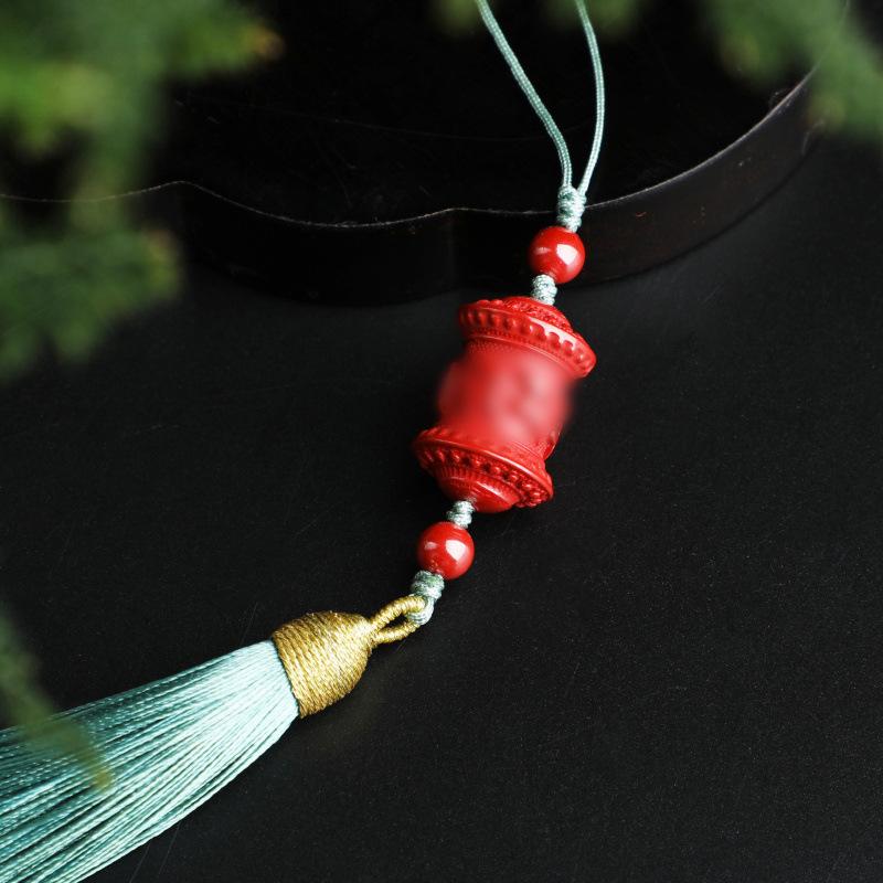 Product Introduction of Natural Cinnabar Six Words Mantra Pendant Birth Year Beads Phone Case Ornaments Car Hanging Keychain Decorative Gift 13