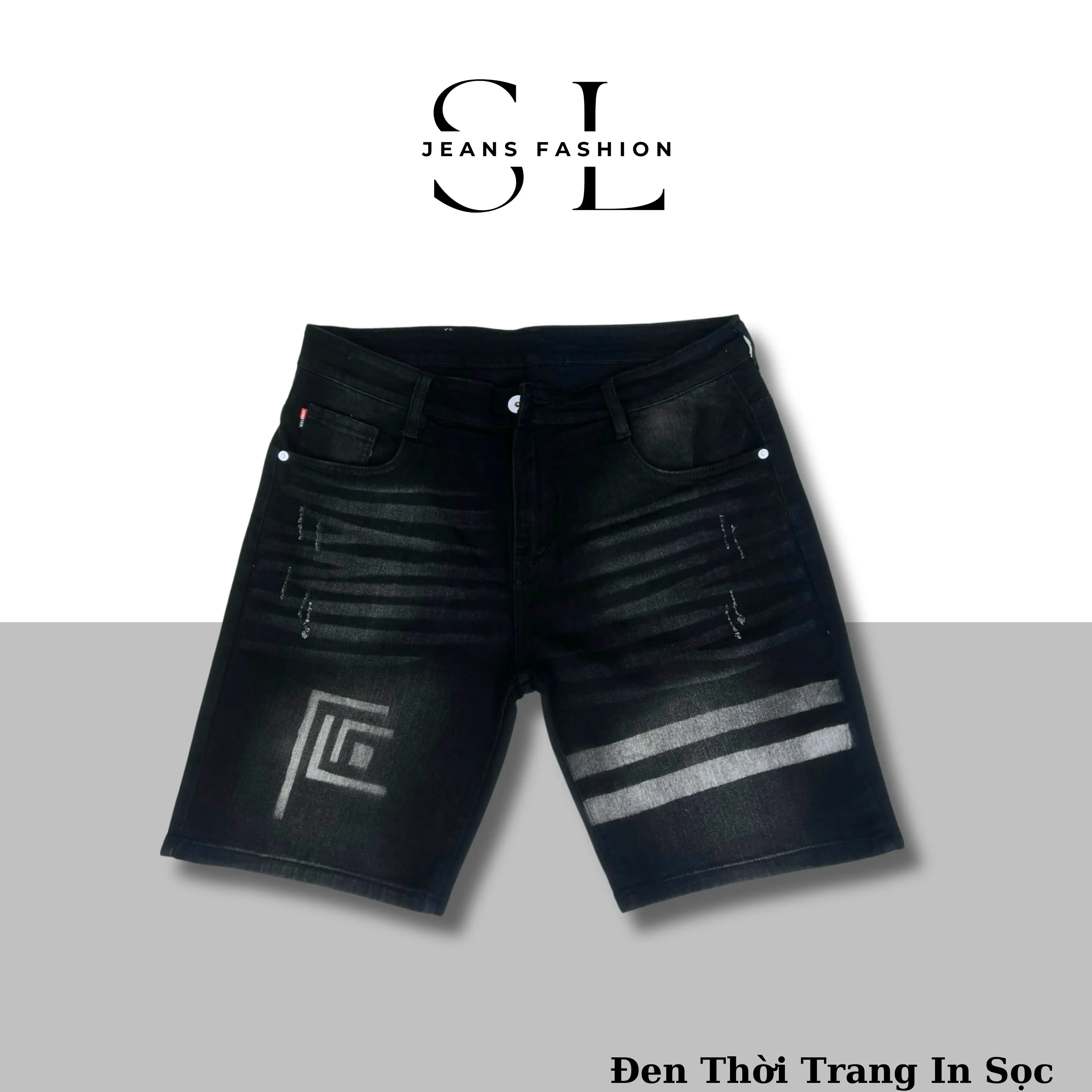 "Có Bigsize(Size 28-41)"Quần Sọt Jeans Nam SL Màu Đen Basic Xịt Ô+ Sọc Ngang Xịt Thời Trang Menswear Pants - Chất Vải Co Giãn 4 Chiều, Đổi Size Miễn Phí, Giá Xưởng [Mã 18]