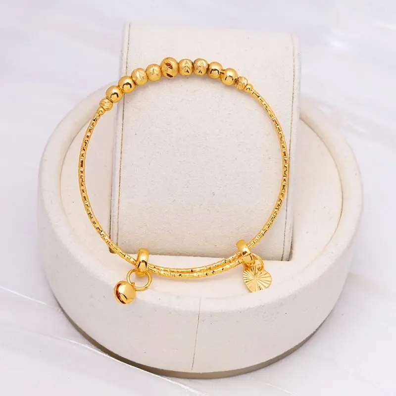 2pcs Classic Adjustable 24k Gold Plated Beaded Bangles, Middle Eastern Inspired, Women's Bridal Wedding Jewelry, Dupes Luxury Jewelry mother's day gift 3