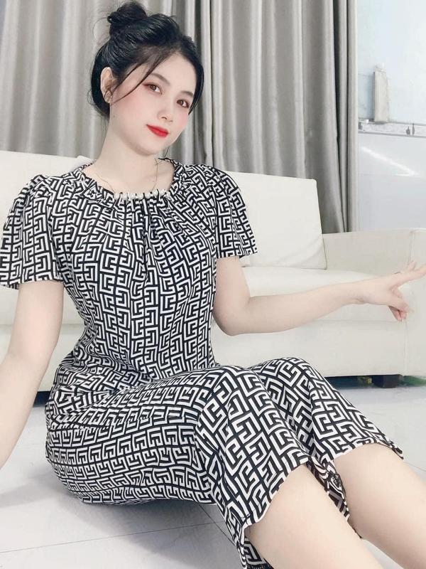 Đồ Bộ Quần 9 Tấc Tay Ngắn Cổ Đính Hạt Lụa Mango Size 48-72 Ký #0649 dobo tay