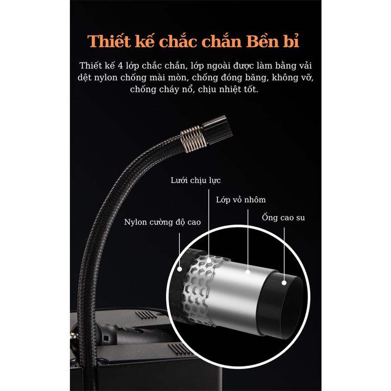 Máy Bơm lốp xe ô tô mini cao cấp bơm siêu mạnh 6